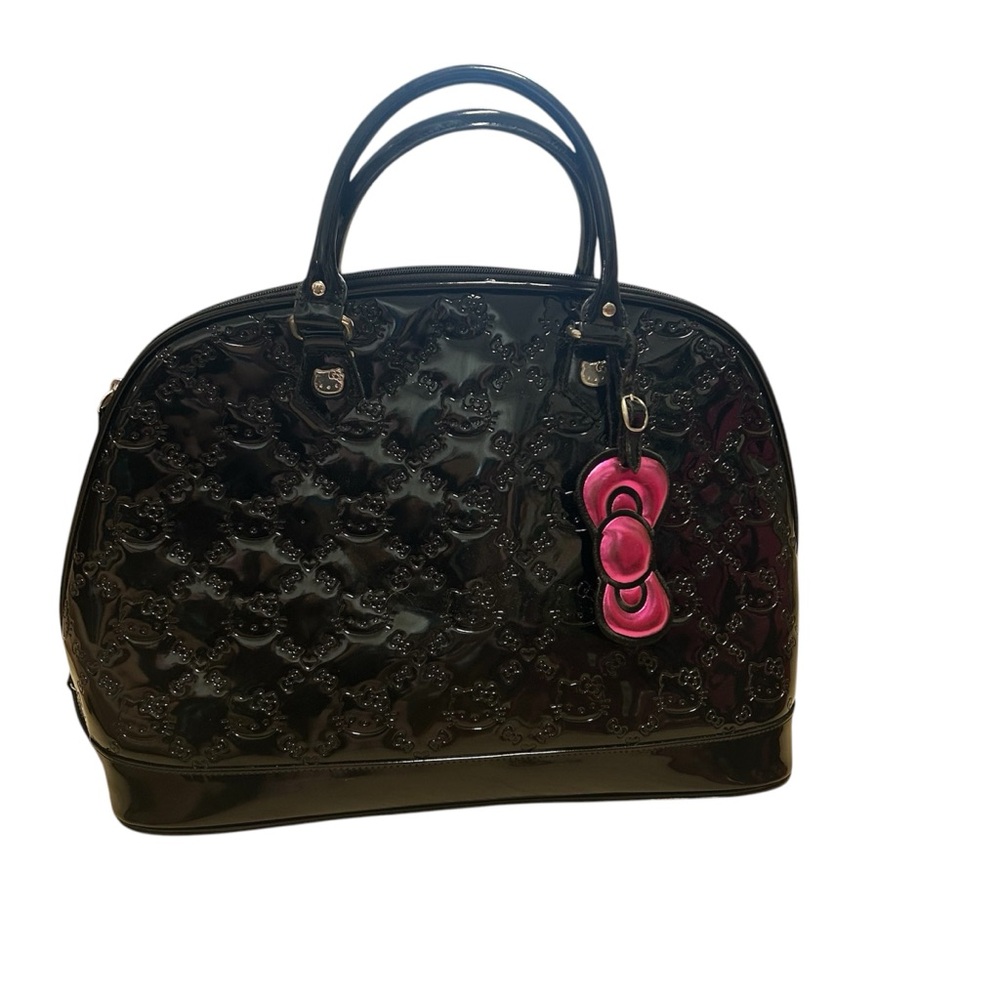 Hello Kitty Loungefly Large Dome Purse Black Patent Embossed Sanrio
